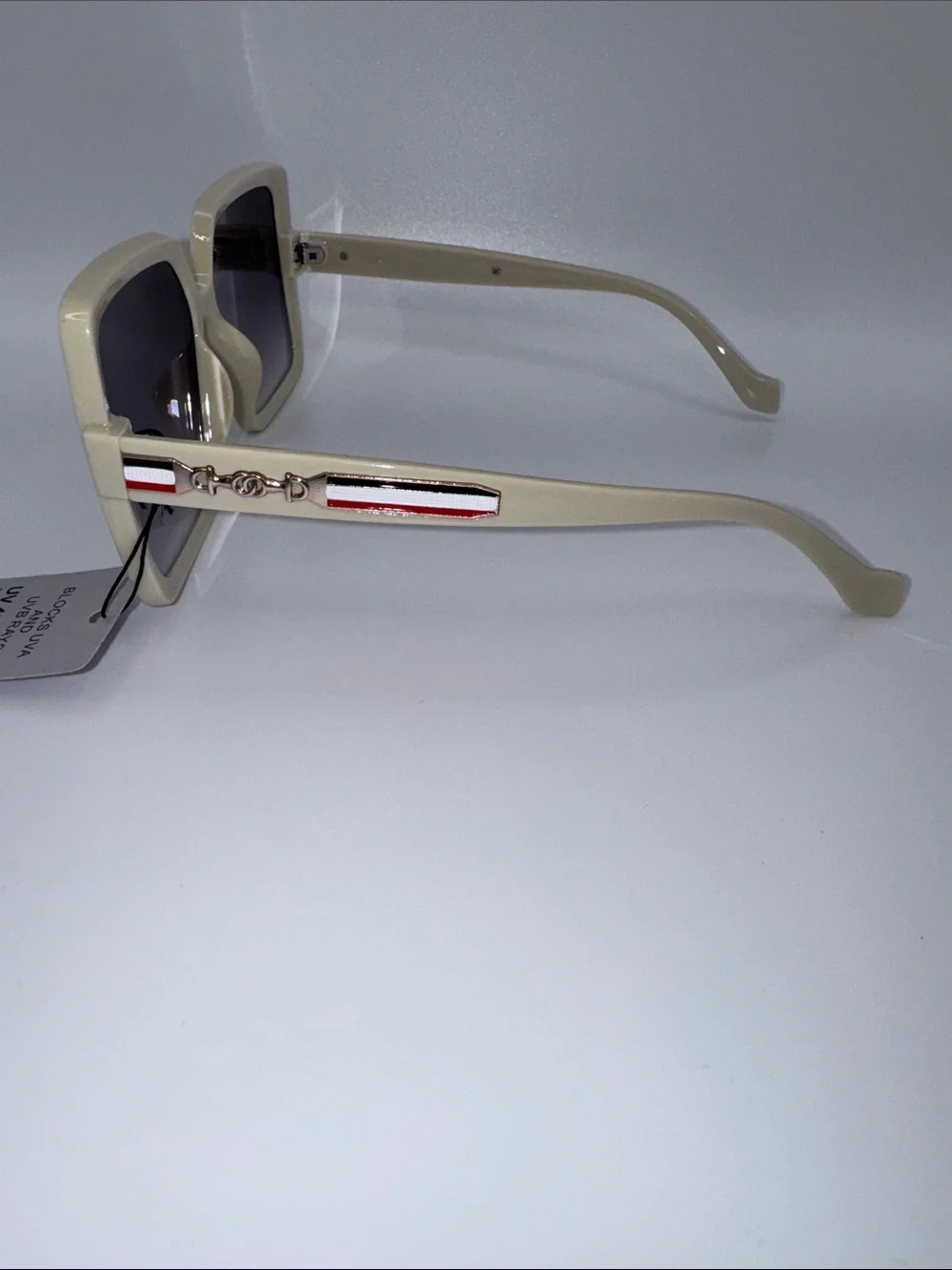 Women's Oversized Square Sunglasses - Cream Frame, Gradient Lenses
